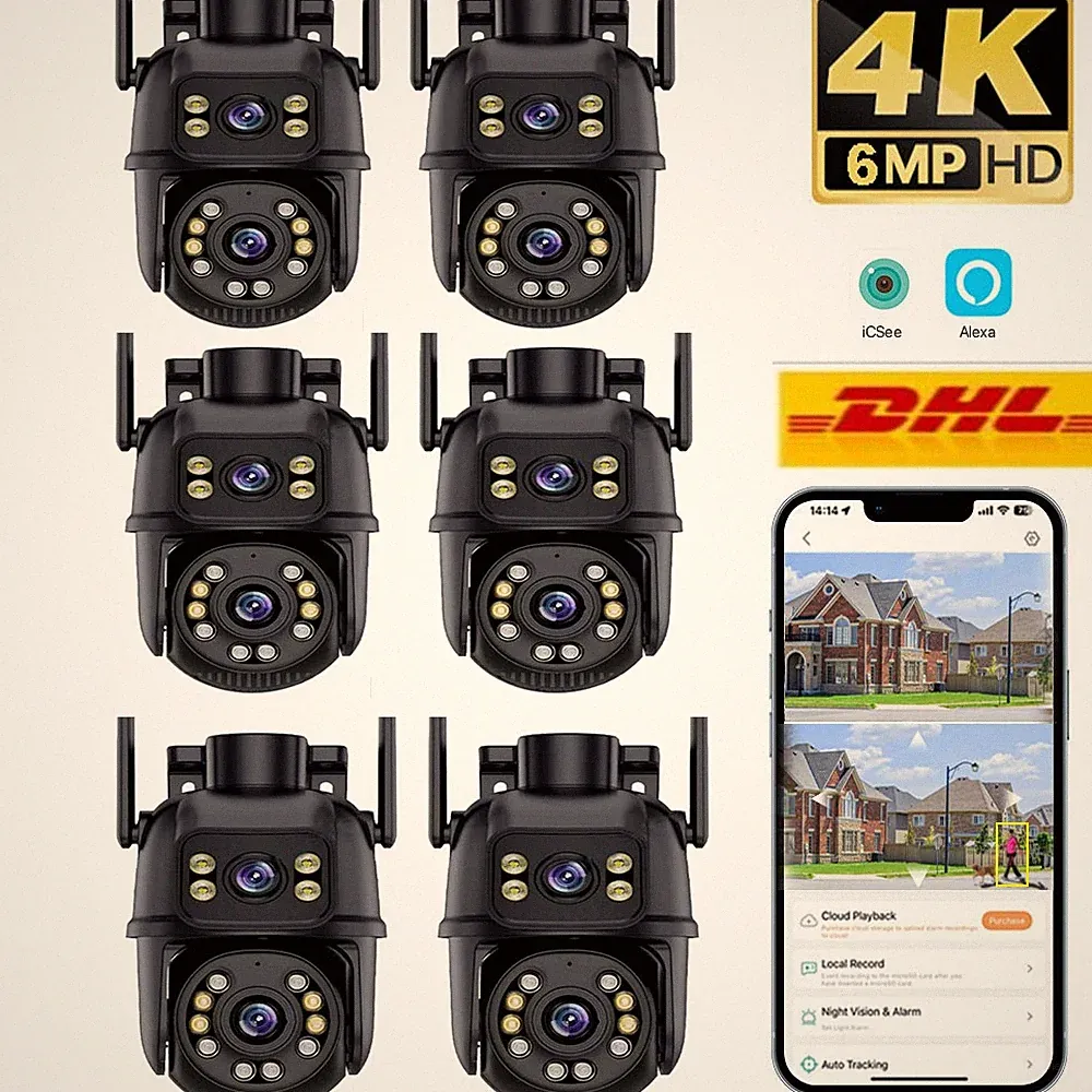 1-6Stk FUNK WLAN WIFI IP CAMERA 4K HD Outdoor AUßEN ÜBERWACHUNGSKAMERA CCTV PZT