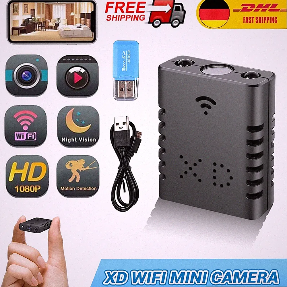 1080P HD Mini-Kamera Überwachungskamera Aussen mit WIFI Indoor Nachtsicht Cam DE