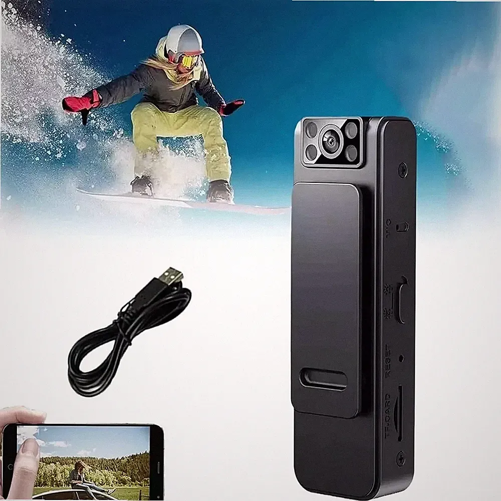 1080P HD Rauschunterdrückung am Gehäuse getragene Nachtsichtkamera mit 16GB Karte, 180° Objektiv