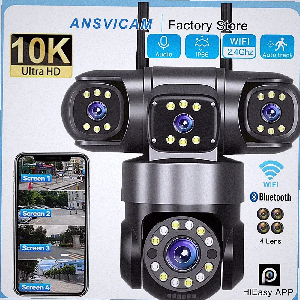 10K 20MP WIFI Camera UHD Security Camera with 16X Zoom Four Screens Four Lenses