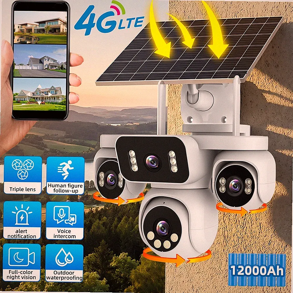 12MP 4G LTE Solar Überwachungskamera Außen PTZ