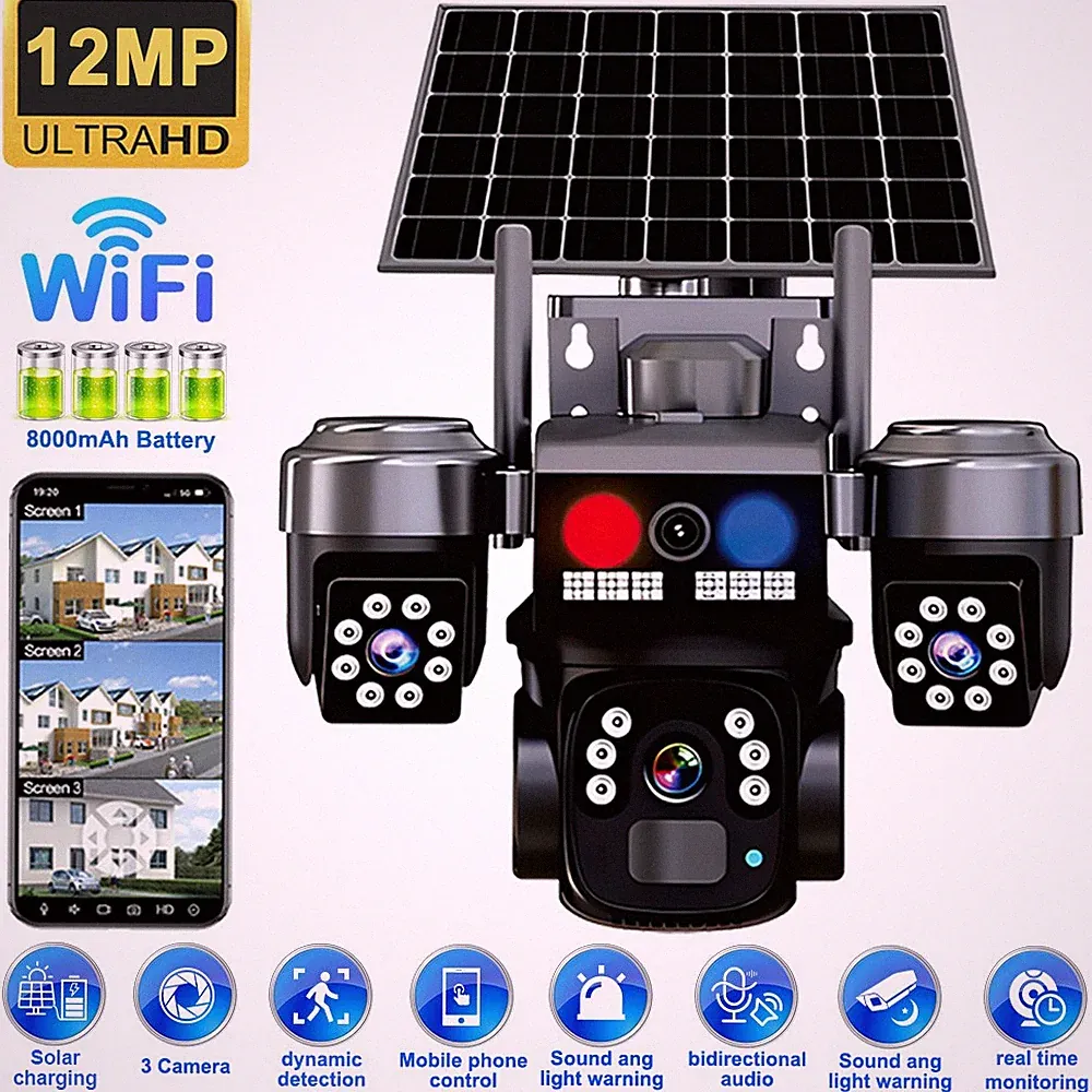 12MP WLAN Kabellos Überwachungskamera Aussen mit 8000mAh Akku PTZ Solar Kamera
