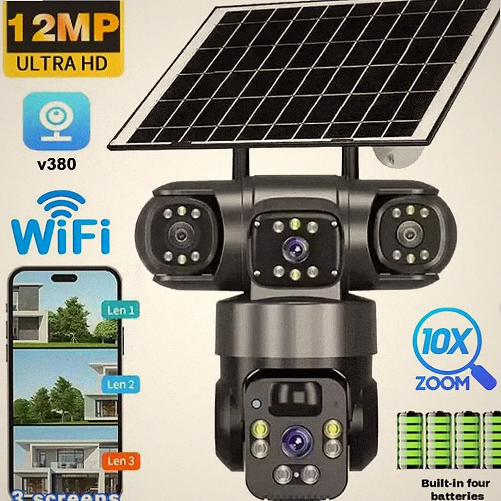 12MP WLAN Solar Überwachungskamera IP Außen PTZ