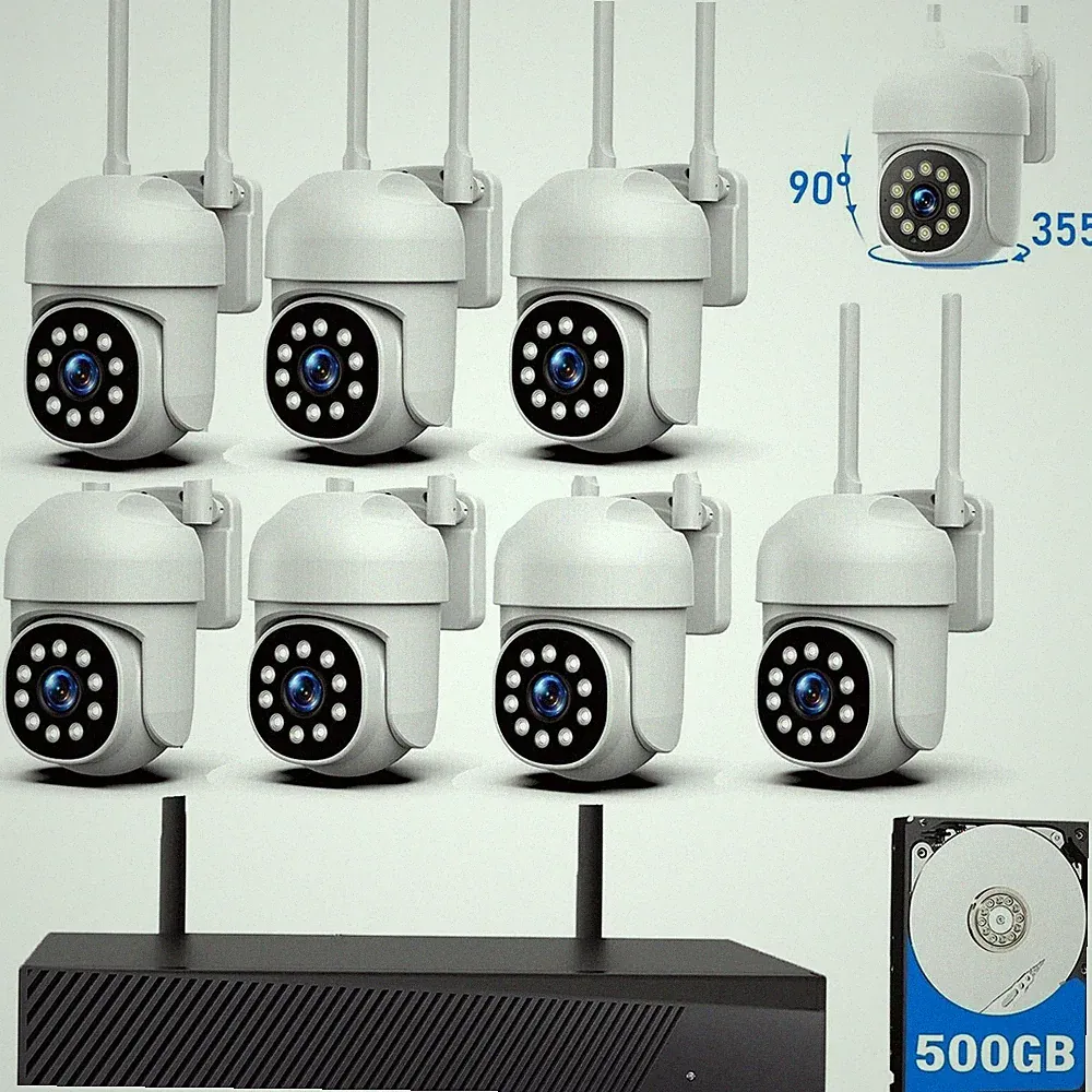 16CH 4K NVR 8X PTZ kameras & WLAN Überwachungskamera Set System Außen Nachtsicht