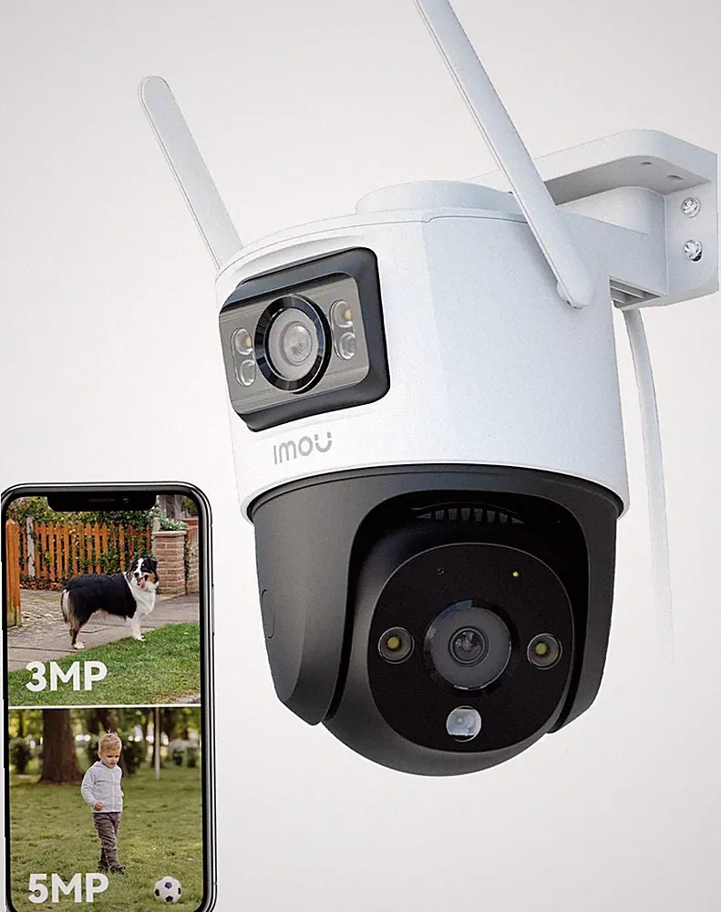 2-in-1 4K Outdoor Überwachungskamera Dual-Objektiv, Überwachungskamera Kabellos WLAN Outdoor