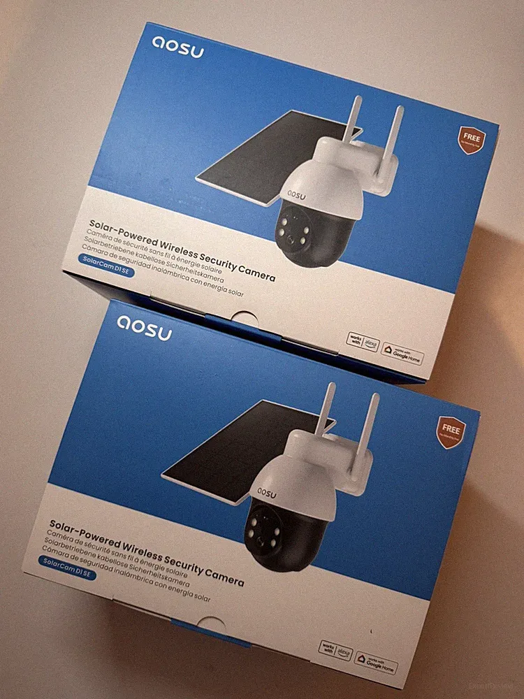 2 Stück AOSU 2K Überwachungskamera, Solar Akku, 3MP, Außen