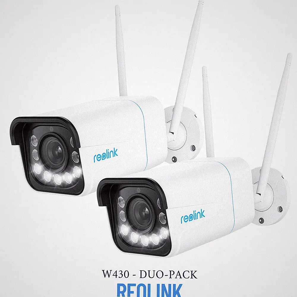2 x Reolink W430 8 MP WLAN Überwachungskamera mit Farb-Nachtsicht & 5x opt. Zoom