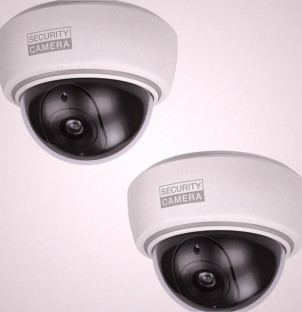 2er Set Dome Kamera-Attrappe mit blinkendem LED-Licht | Dummy Kamera