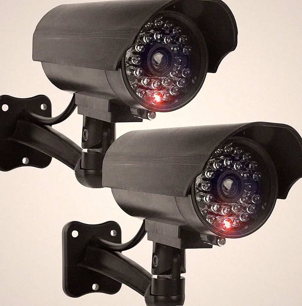 2er Überwachungskamera Atrappe Innen Außen Kamera Securrity Camera Wasserdicht