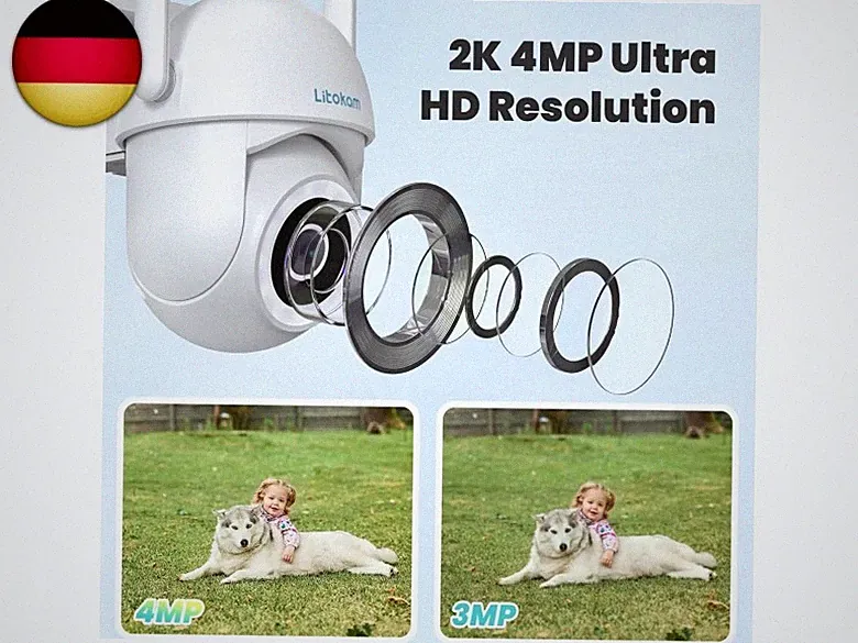 2K 4MP Überwachungskamera Aussen, 2.4GHz WLAN Kamera Outdoor mit