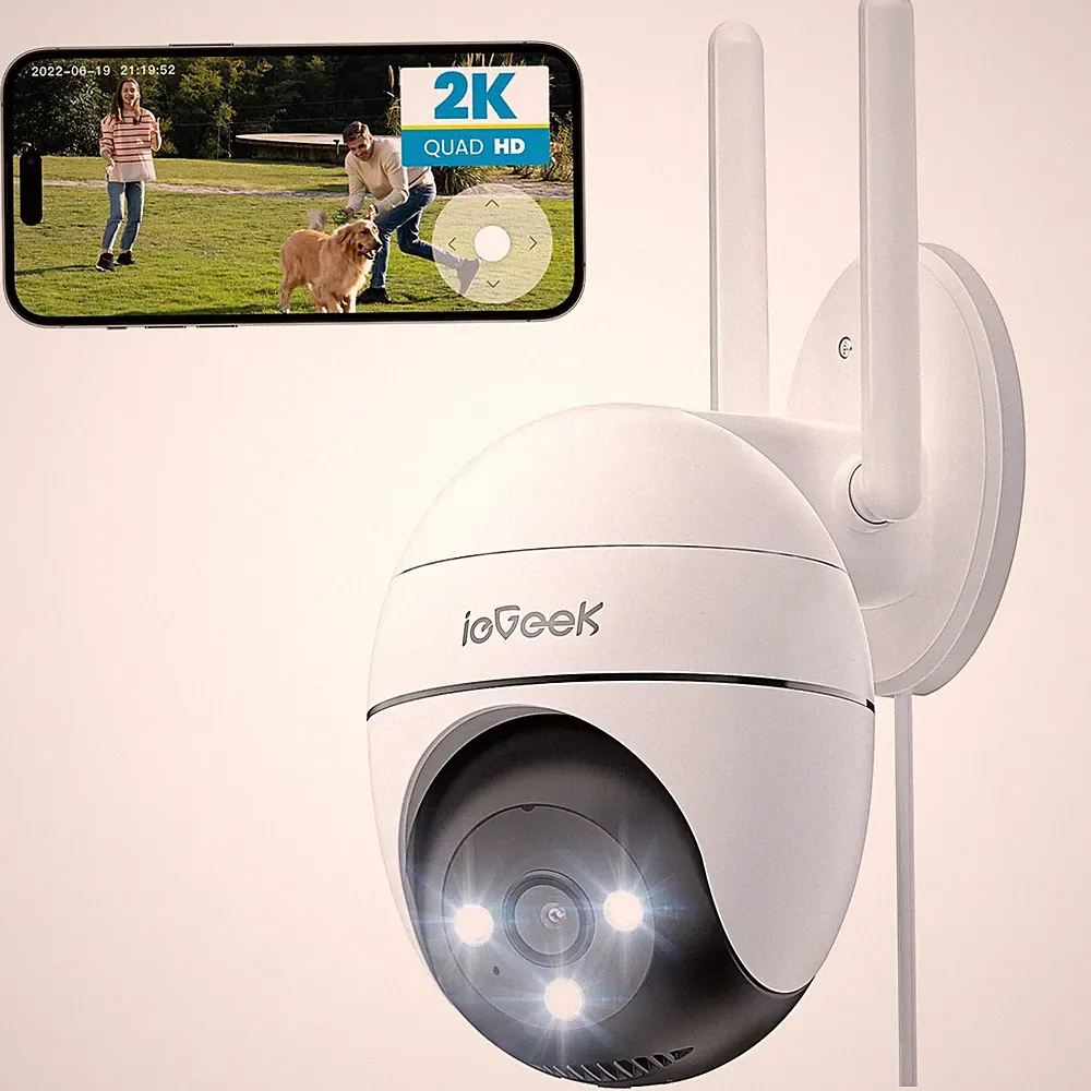 2K Kabelgebundene Überwachungskamera Aussen WLAN 2,4/5G & 360° PTZ