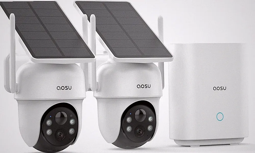 2K Solar Überwachungskamera Außenkamera Set mit 32 GB Speicher kabellos WLAN