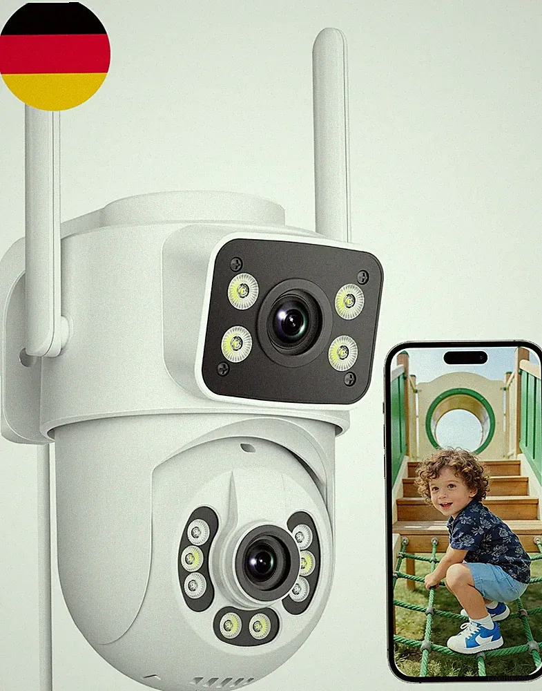 2K Überwachungskamera Aussen Mit Dual-Objektiv Und 2.4/5Ghz Wifi