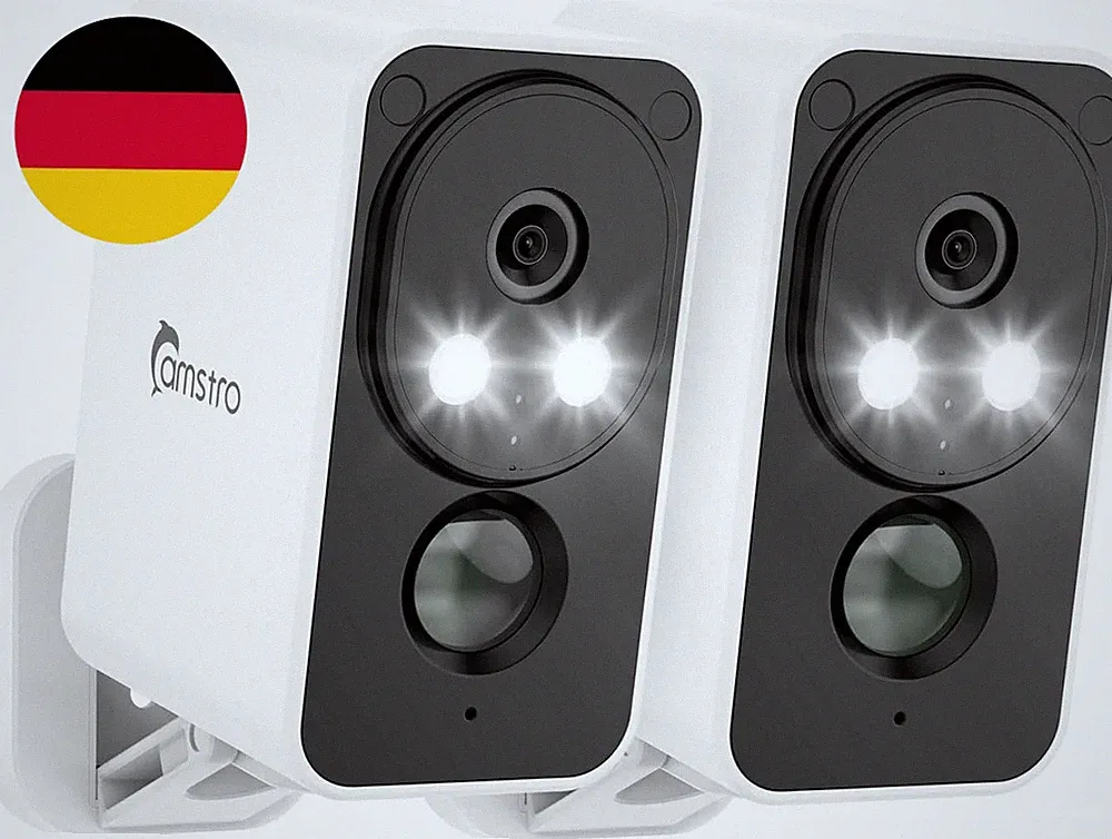 2PCS 2K Überwachungskamera Aussen Akku, WLAN Kabellose Überwachungskamera Außen/