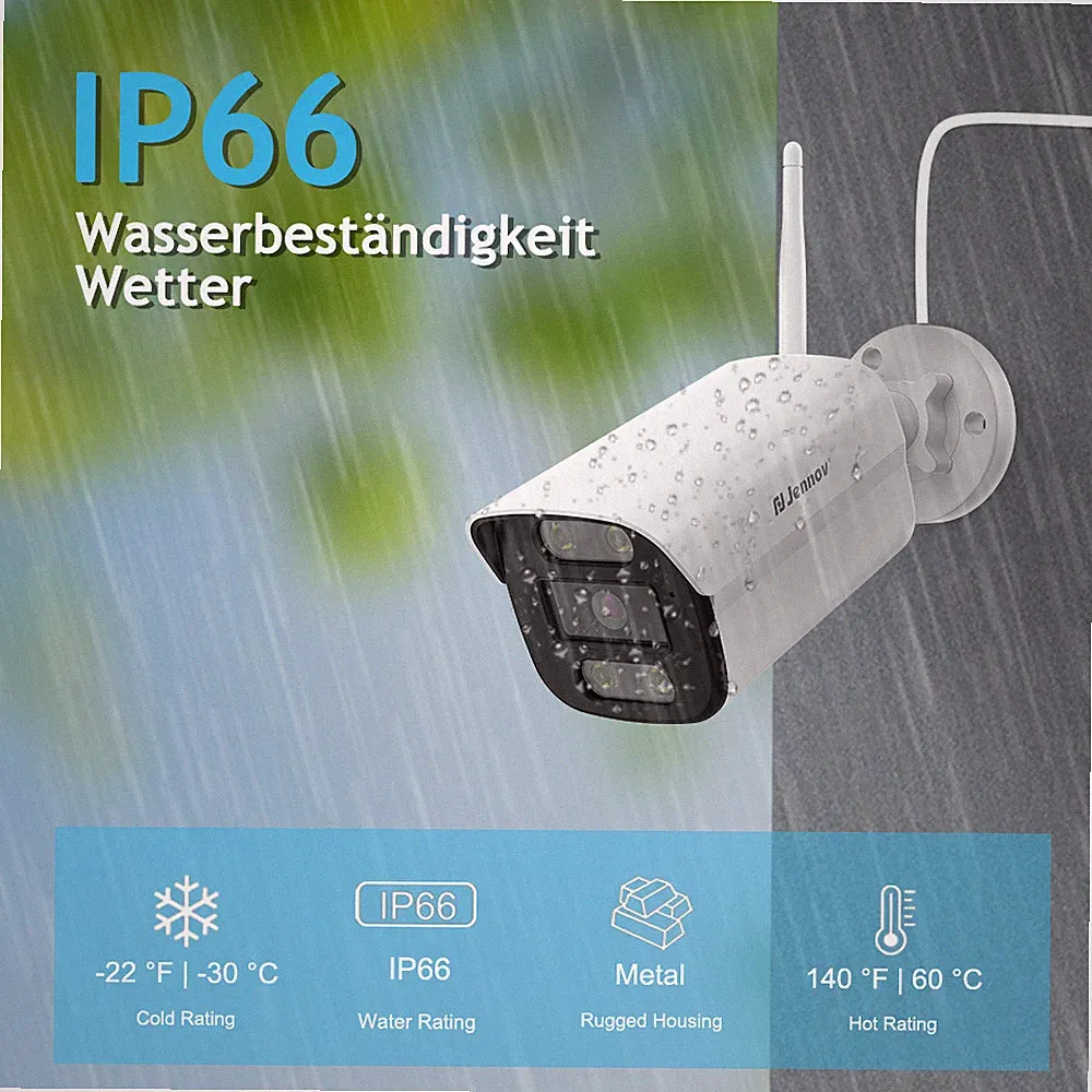 2Pcs 5MP Überwachungskamera Aussen Funk WLAN IP Kameras Nachtsicht Für j-series