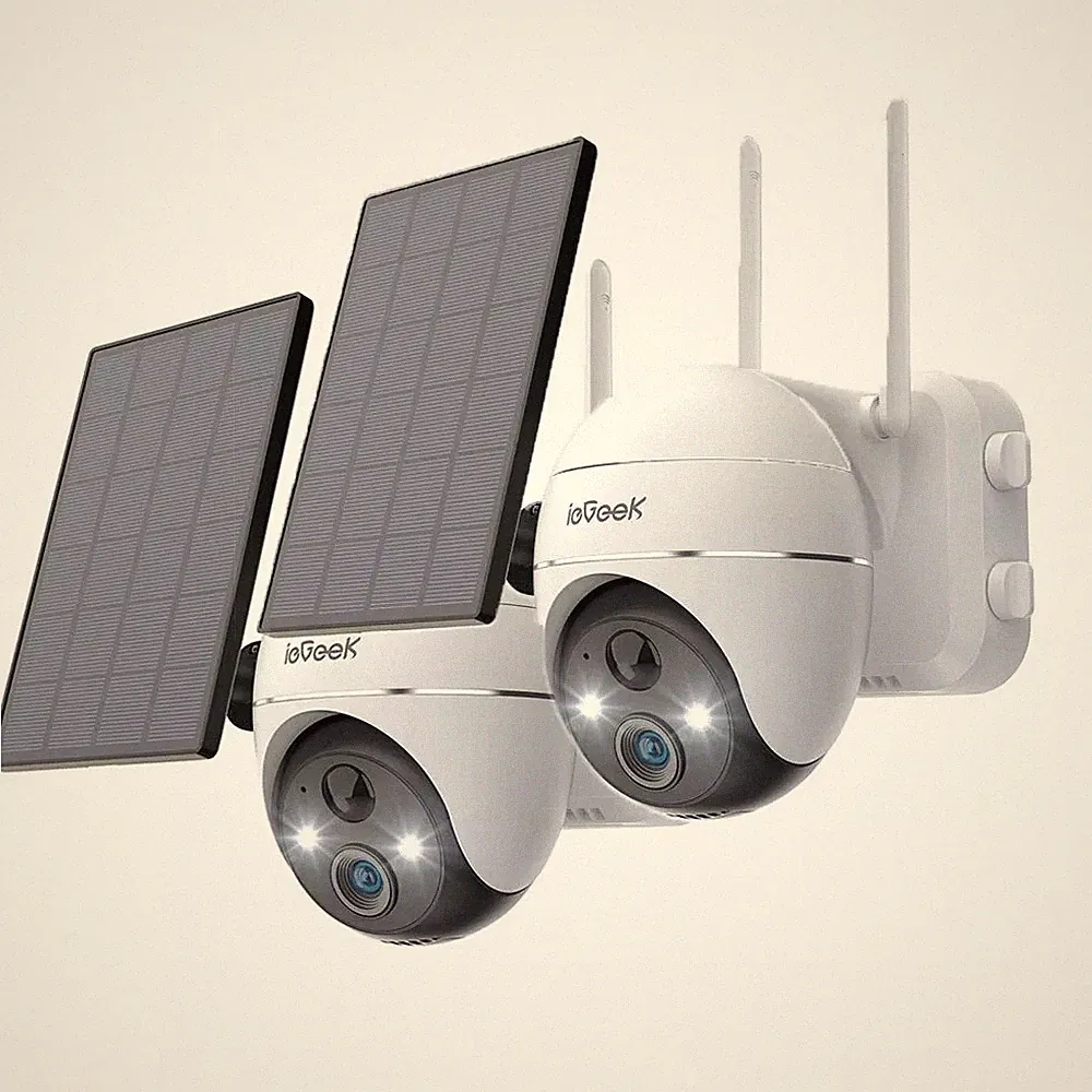 2Stk 2K Dome Überwachungskamera Kamera Außen Akku mit 2-Wege-Audio 4xZoom Alexa