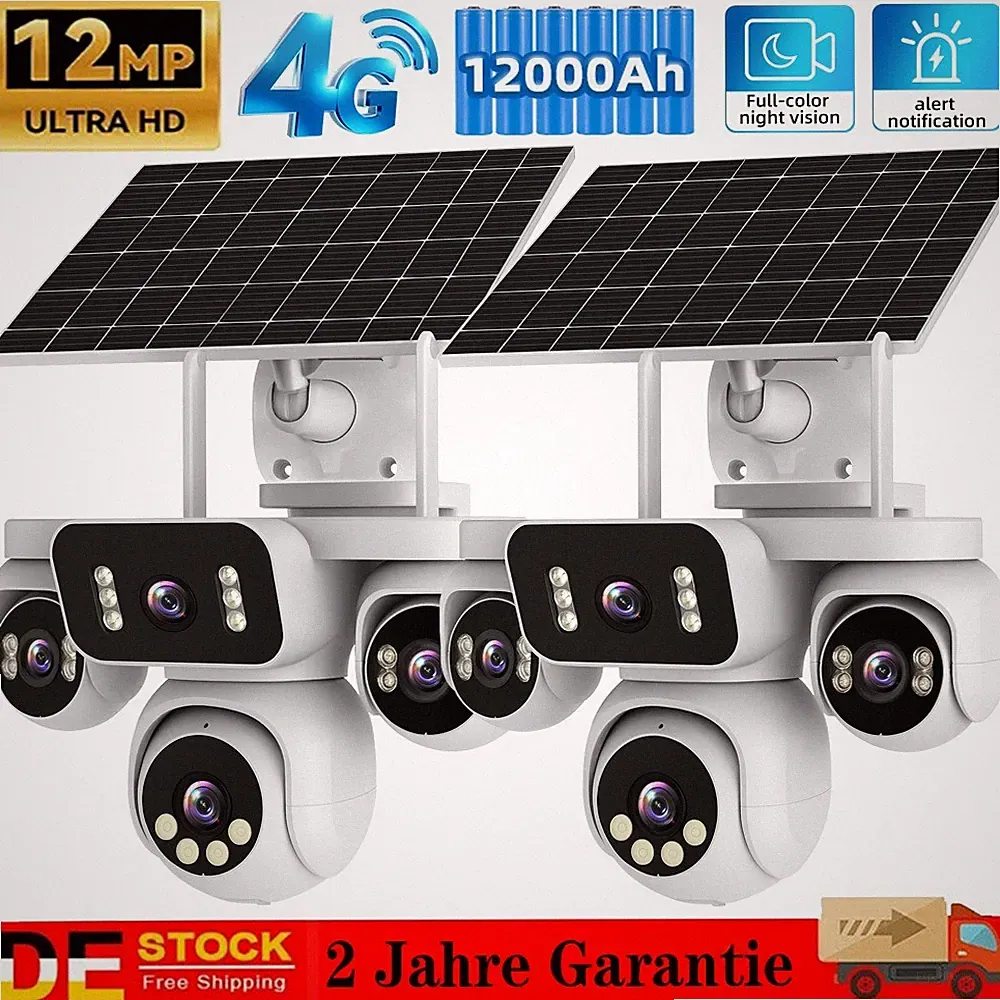 2x 4G LTE Solar Überwachungskamera 12MP