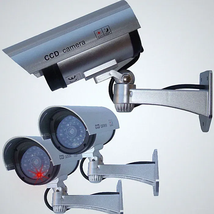 3 Stück IR Kameraattrappe Überwachungskamera Dummy Video Kamera Attrappen Camera