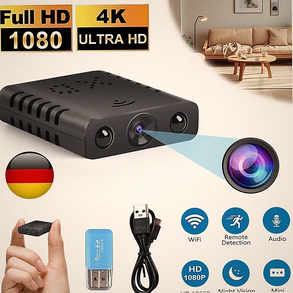 30fps Mini Kamera 1080P Überwachungskamera Aussen mit WiFi Indoor Nachtsicht Cam