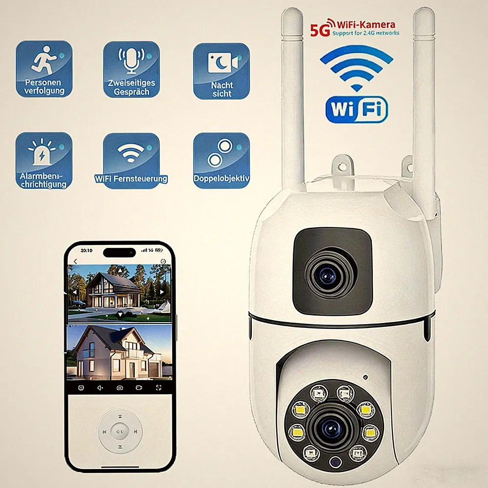 360° FUNK WIFI WLAN NETZWERK CAMERA Outdoor AUßEN ÜBERWACHUNGSKAMERA 1080P