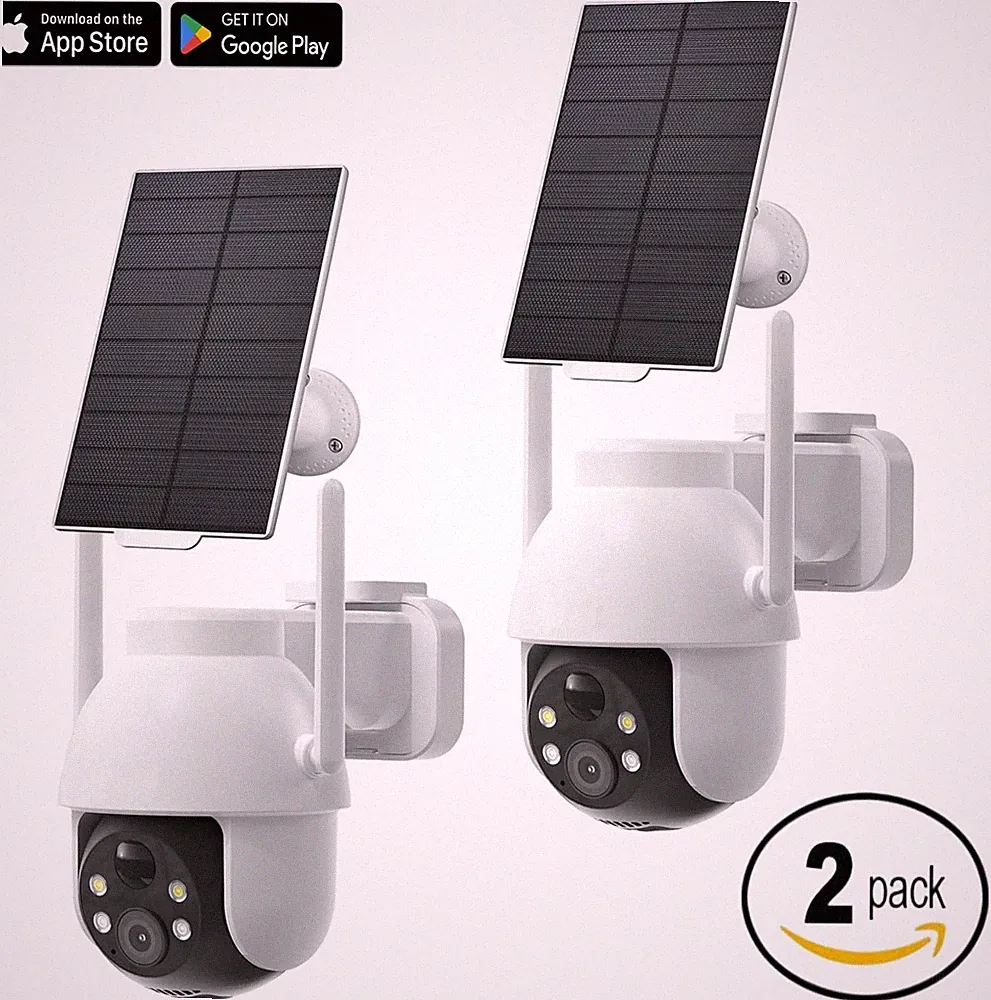 360° PTZ Solar WiFi Überwachungskamera 2K Outdoor kabellos mit 2-Wege Audio