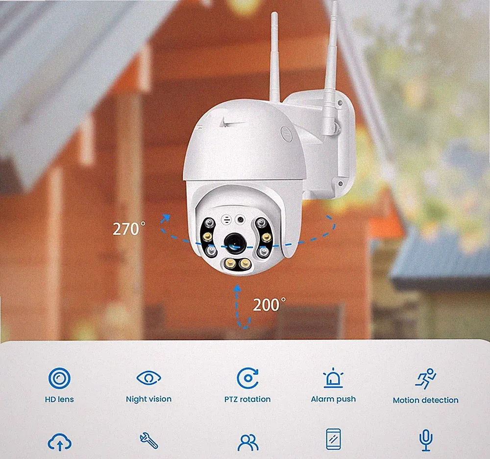 360° PTZ WLAN Überwachungskamera Aussen Automatische Verfolgung Nachtsicht IP66