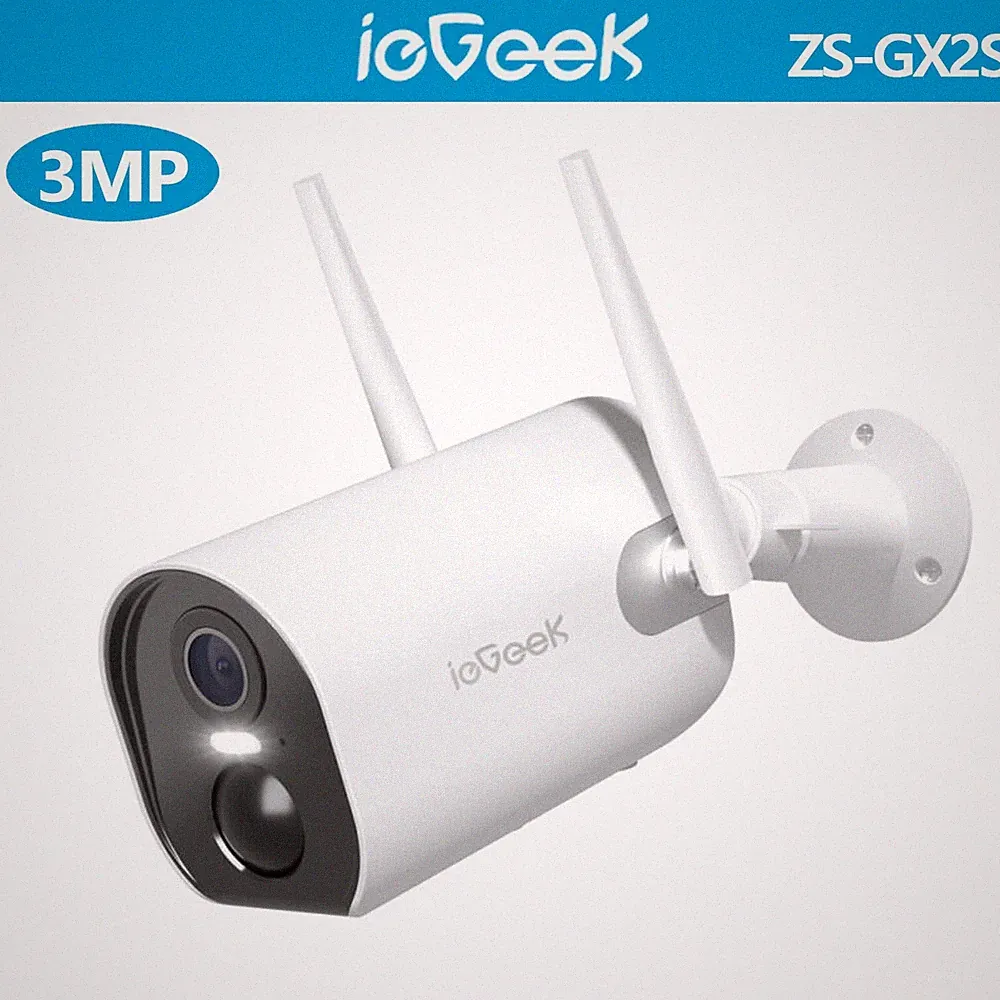 3MP ieGeek Außen Überwachungskamera 100% Kabellos Akku PIR 4dBi & 2-Wege-Audio