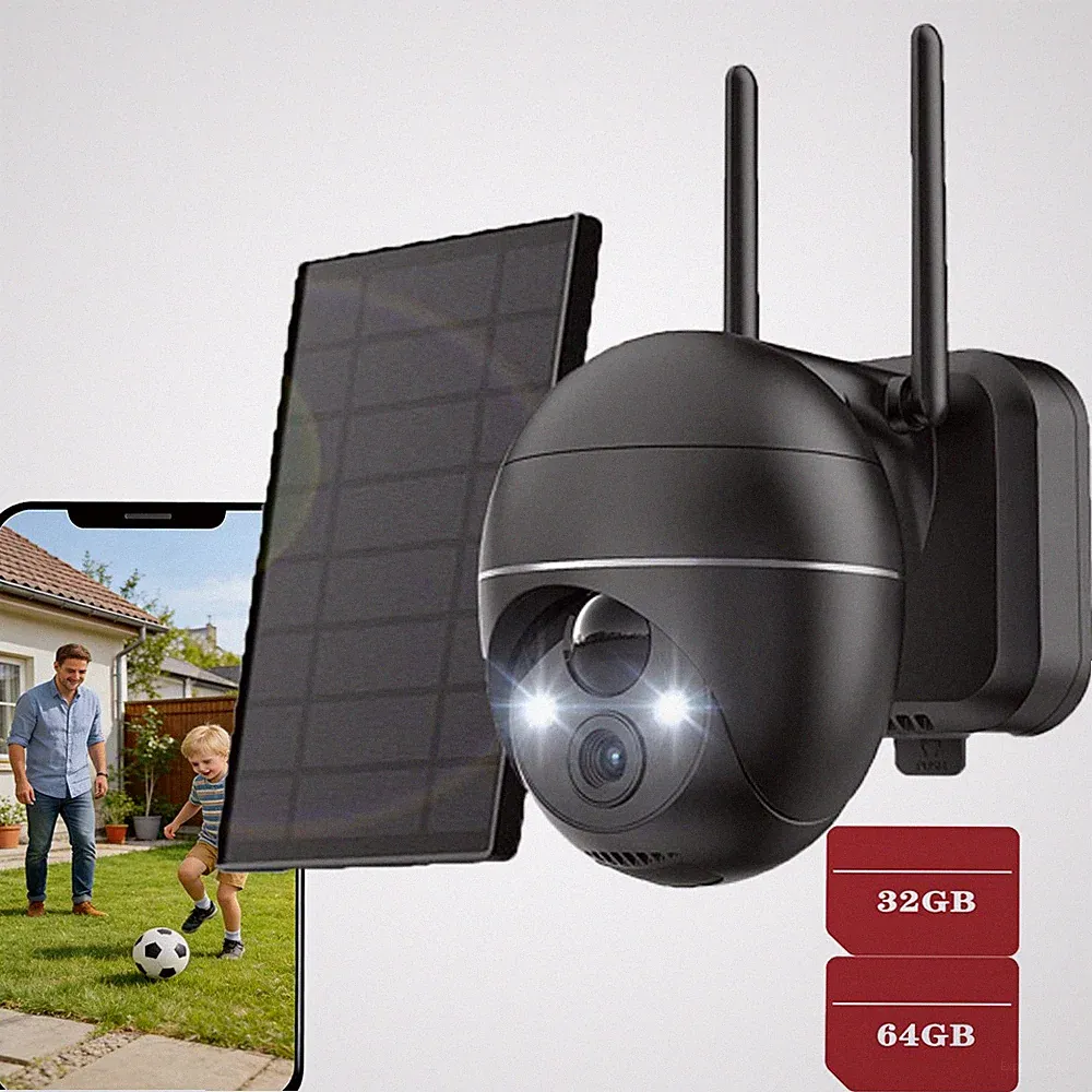 3MP Solar Kamera FUNK ÜBERWACHUNGSKAMERA AUßEN WLAN WIFI 355°/140° CAMERA