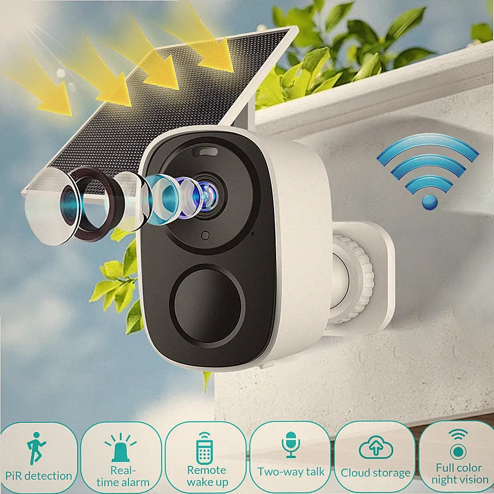 3MP 2K WLAN Akku Kamera mit Solarpanel