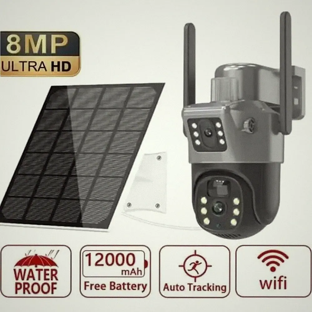 4G 8MP HD PTZ 12000mAh IP66 SD Wireless Solar Outdoor Überwachungskamera