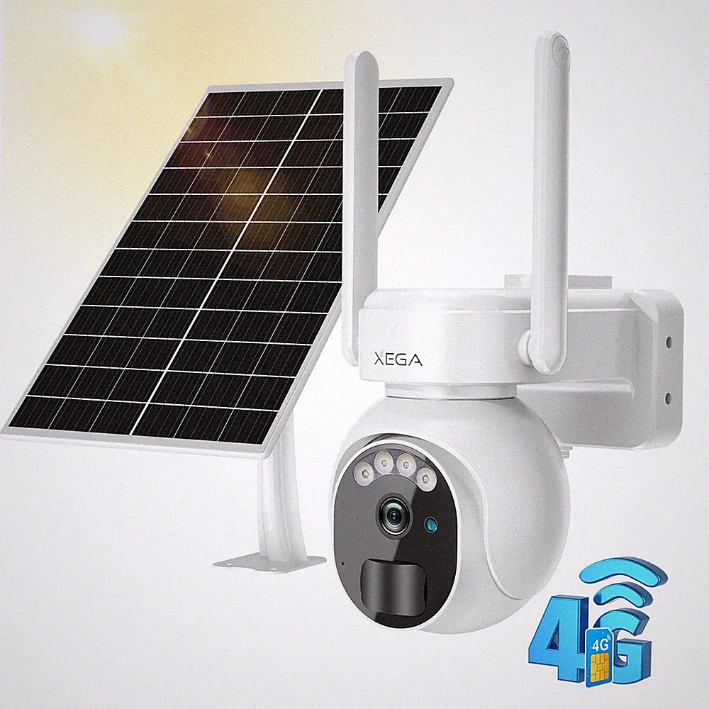 4G LTE PTZ Überwachungskamera Außen Solar SIM Karte Ohne WLAN 2K HD IP66 Akku
