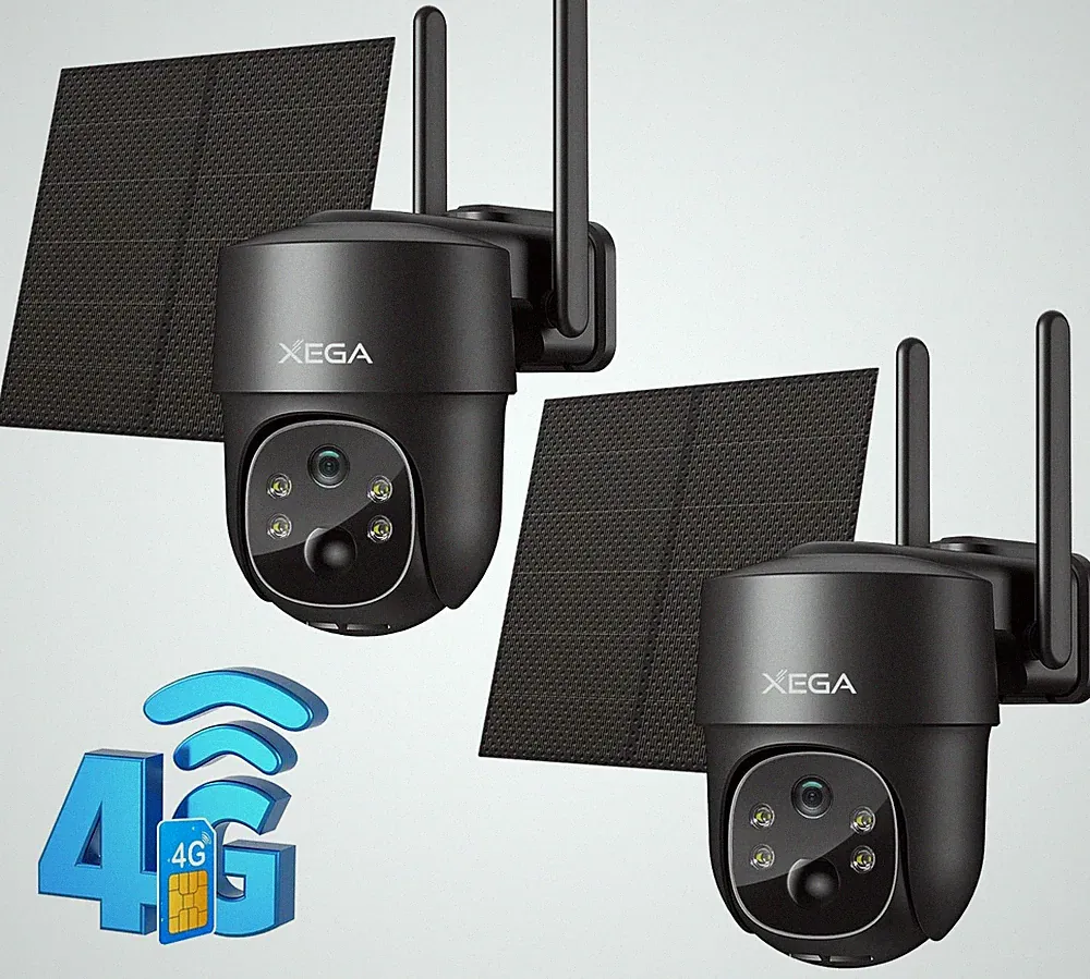 4G LTE Solar Überwachungskamera Außen PTZ SIM Karte 2er Set 2K HD Wetterfest