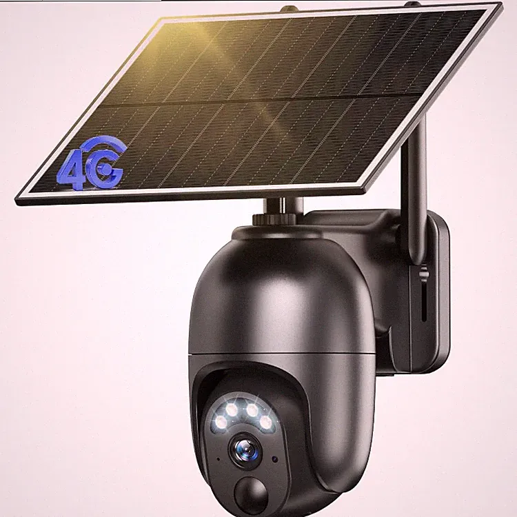 4G LTE Überwachungskamera Außen 2K HD, graue Kugel, Solar, mit SIM Karte