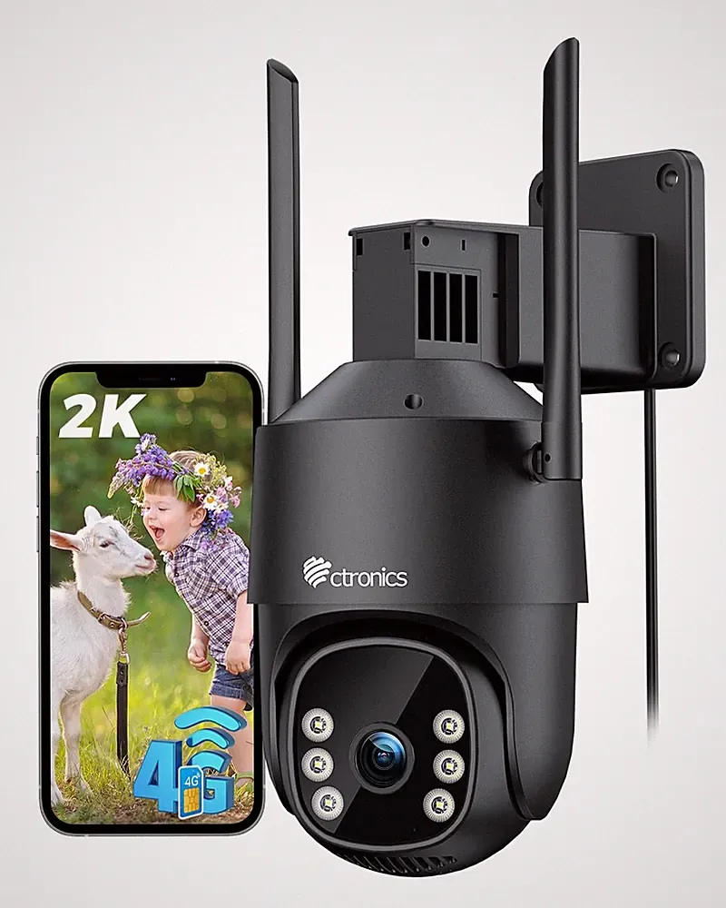 4G LTE Überwachungskamera Aussen 2K PTZ IP Kamera mit Nachtsicht und IP66