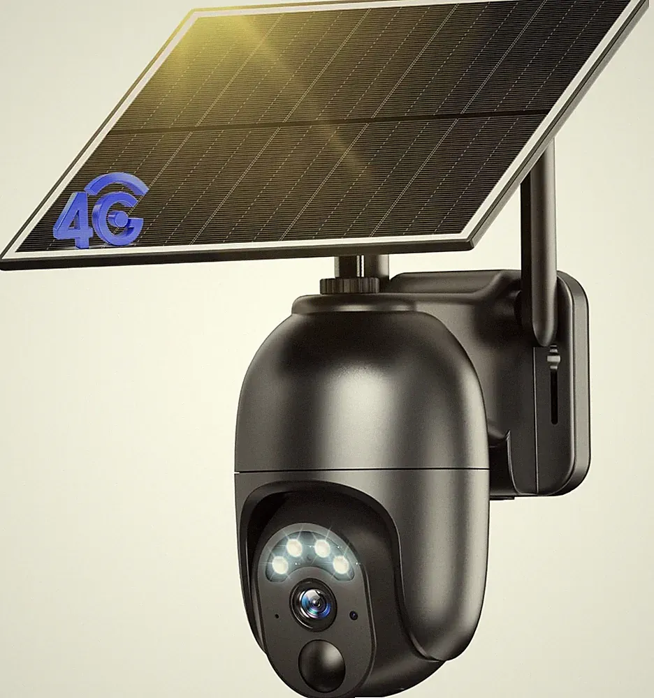 4G LTE Überwachungskamera Außen Grau mit SIM Karte Solar 2K HD Nachtsicht