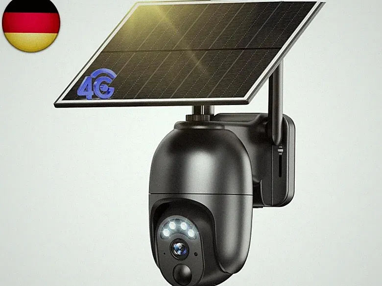 4G LTE Überwachungskamera Aussen mit SIM Karte Ohne WLAN Solar | 360° PTZ IP K