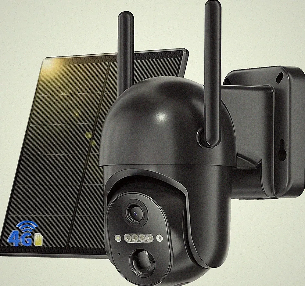 4G LTE Überwachungskamera Aussen Schwarz mit Akku und Solar 2K HD 360 PTZ, SIM