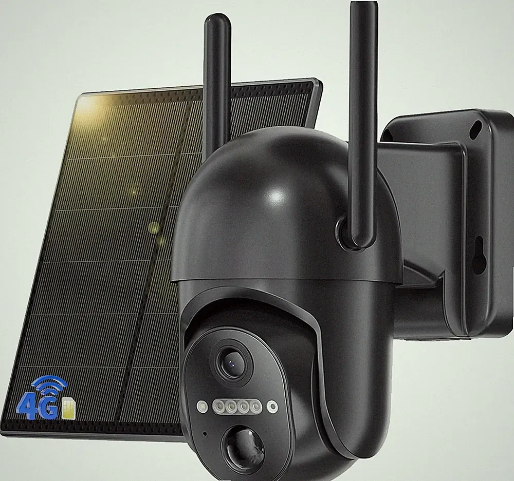 4G LTE Überwachungskamera Kabellos Solar 2K HD 360 Schwenkbar Schwarz, Akku