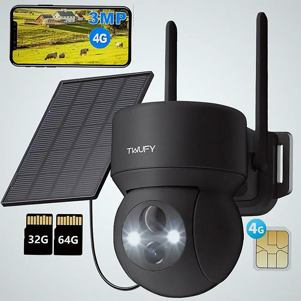 4G LTE Überwachungskamera mit SIM Karte & Solarpanel Außen PTZ Kamera Solar