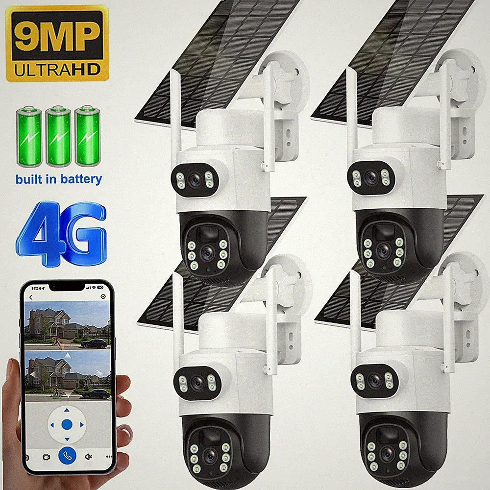 4G SIM Solar Überwachungskamera Außen PTZ CCTV Bewegungserkennung IP Kamera DHL