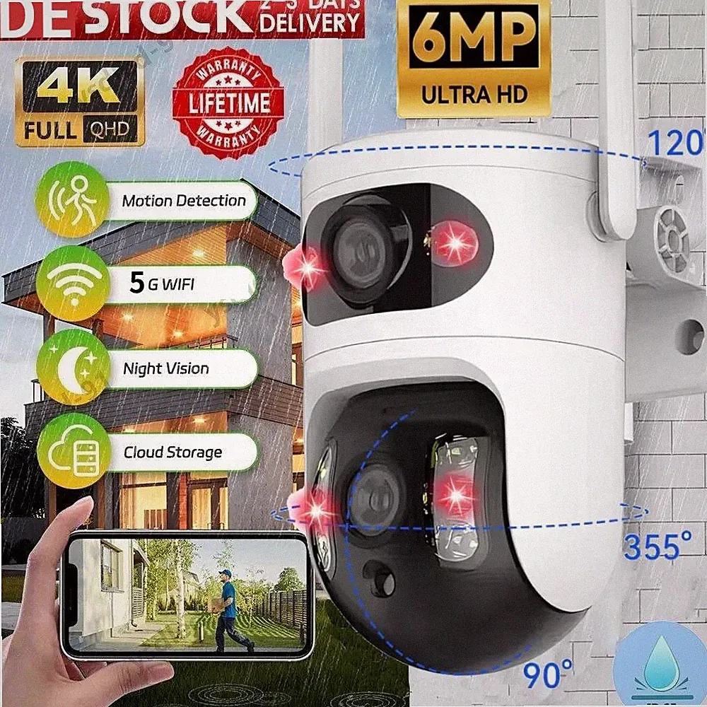 4K 6MP HD FUNK WLAN WIFI IP NETZWERK CAMERA Outdoor AUßEN ÜBERWACHUNGSKAMERA PTZ