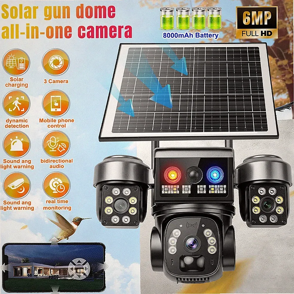4K 6MP Akku Kamera mit Solarpanel