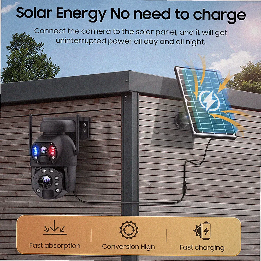 4K 8MP SOLAR KAMERA FUNK WLAN WIFI IP CAMERA AUSSEN ÜBERWACHUNGSKAMERA 20X ZOOM