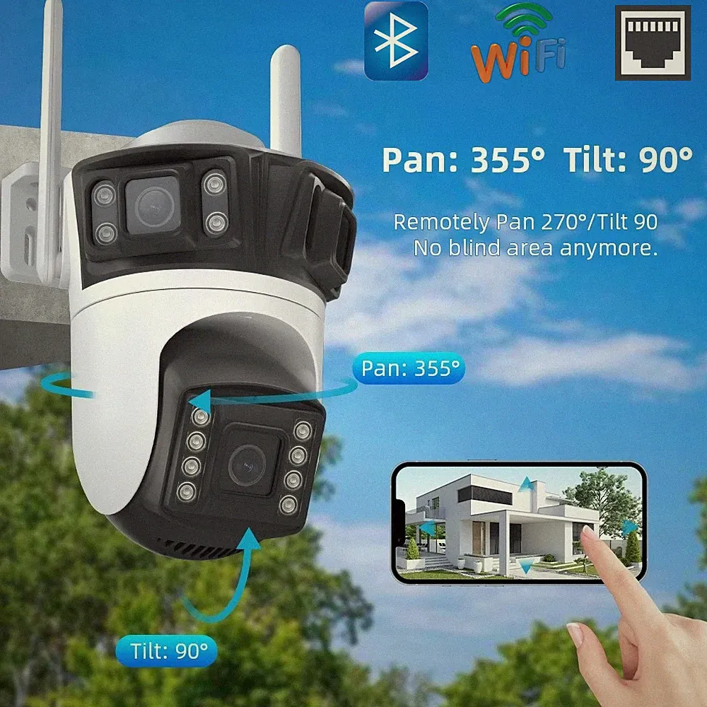 4K 9MP Überwachungskamera Aussen 8X ZOOM WLAN PTZ WiFi IP Kamera Outdoor Alert
