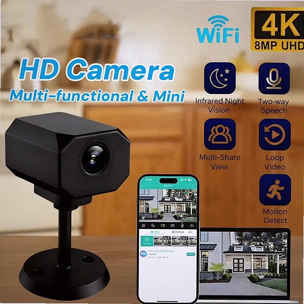 4K HD WiFi Innen Überwachungskamera Mini Smart IP Überwachung Zuhause mit App Fernbedienung