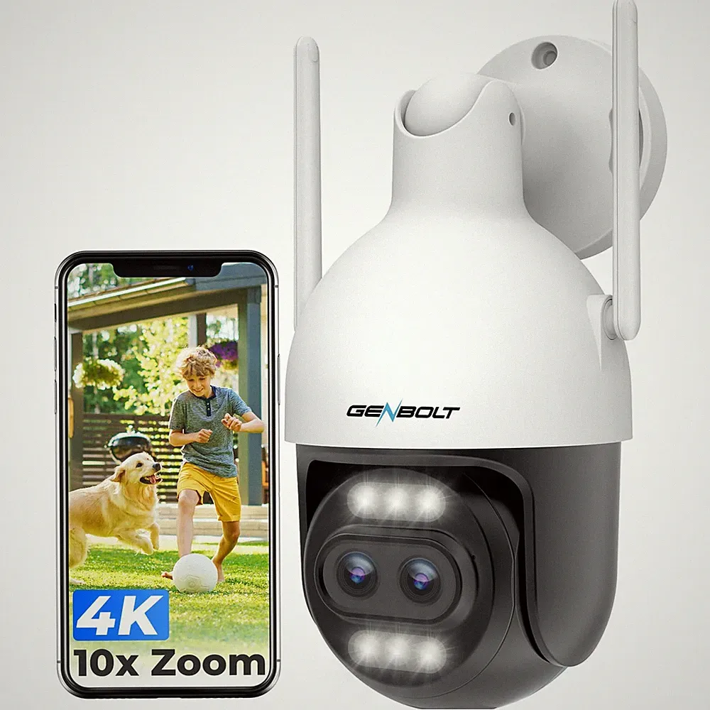 4K PTZ Überwachungskamera Außen mit PoE, 8MP Dual Objektiv, 10x Hybrid-Zoom