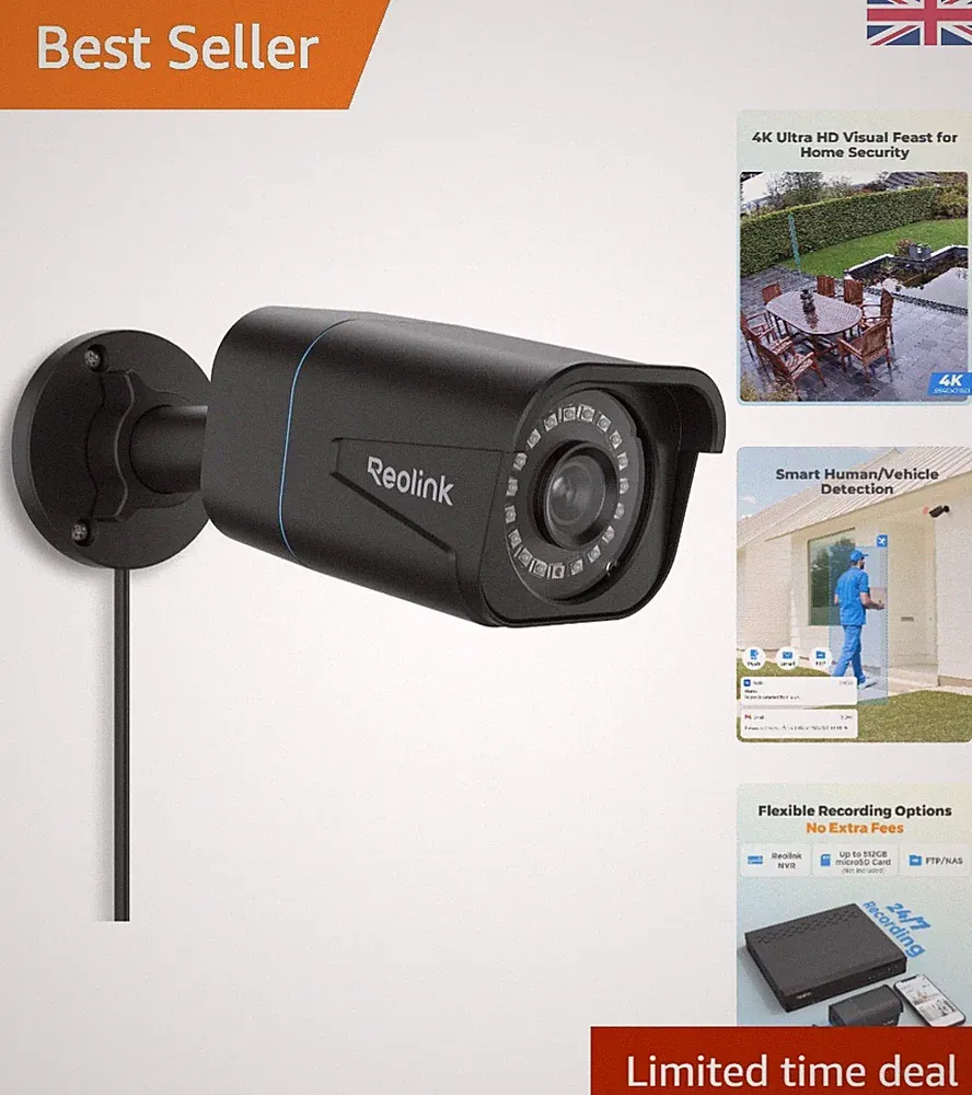 4K Ultra HD PoE Überwachungskamera - Smarte Mensch/Fahrzeug Erkennung, Nachtsicht