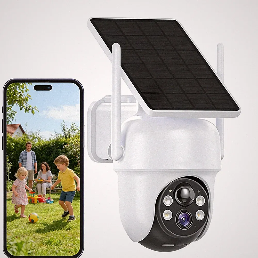 4MP Solar Funk Überwachungskamera Set Außen WLAN CCTV Farb-Nachtsicht IP65