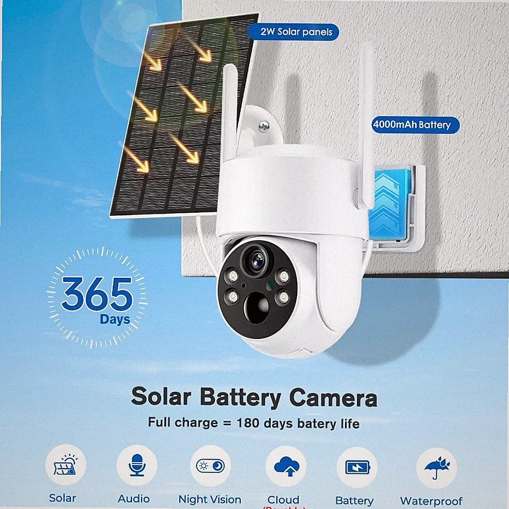 4MP Solar Überwachungskamera Aussen WiFi