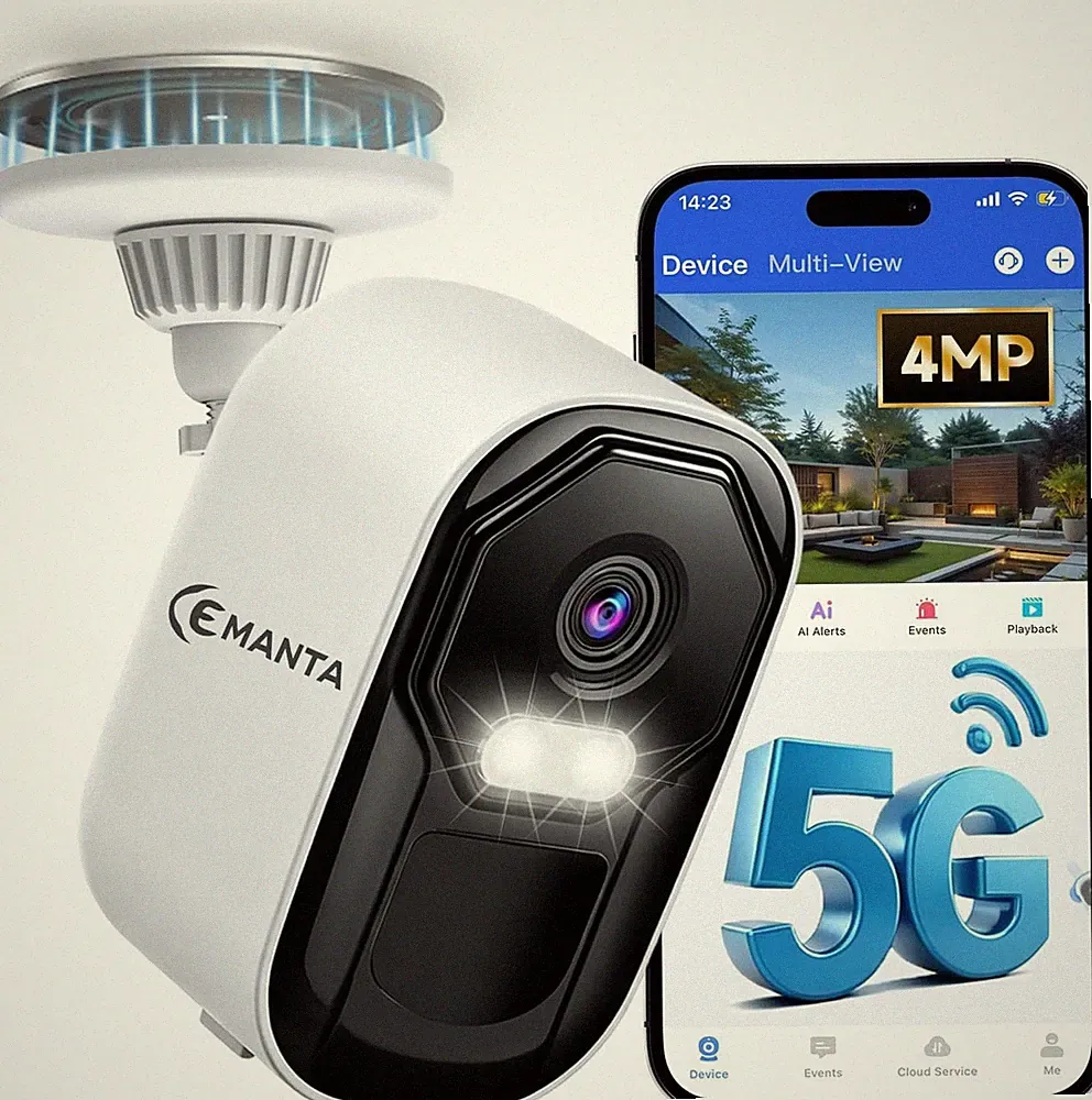 4MP Überwachungskamera Aussen Akku - 2,4G/5GHz WLAN, Kostenlosem